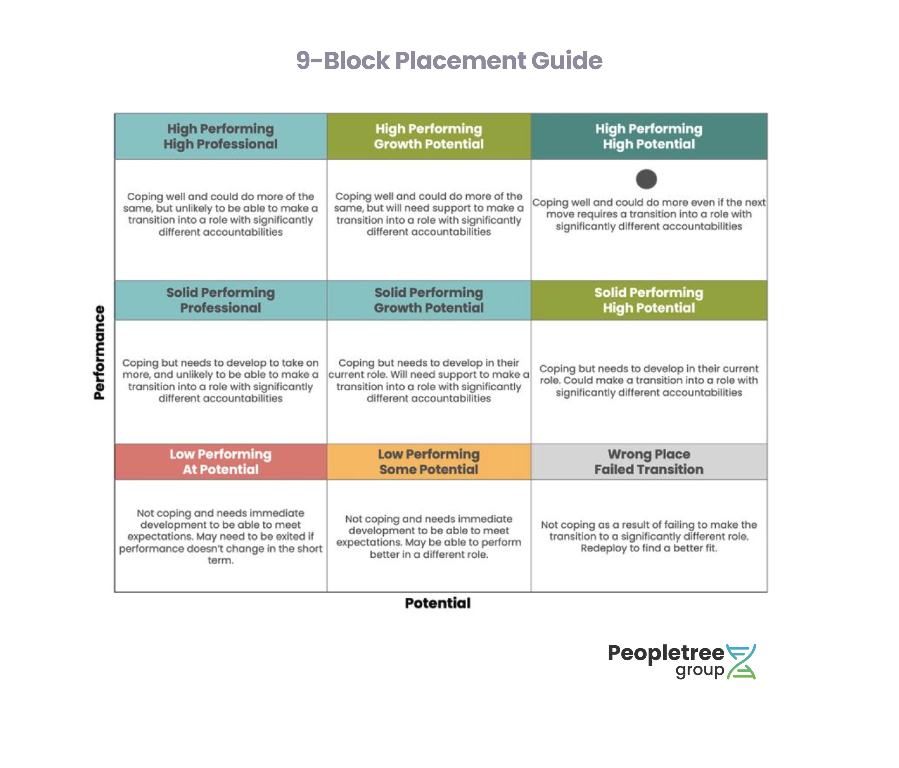 Example of a typical 9-block placement guide for talent reviews